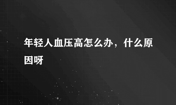 年轻人血压高怎么办，什么原因呀