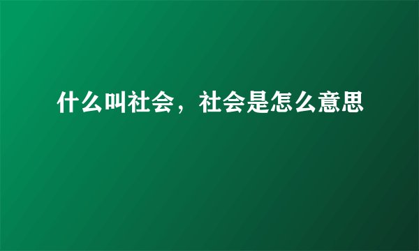 什么叫社会，社会是怎么意思