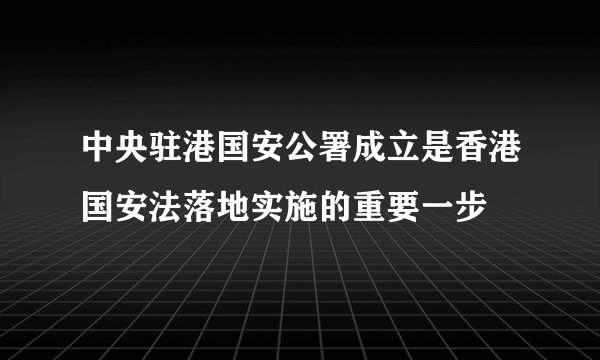 中央驻港国安公署成立是香港国安法落地实施的重要一步