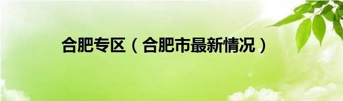 合肥专区（合肥市最新情况）