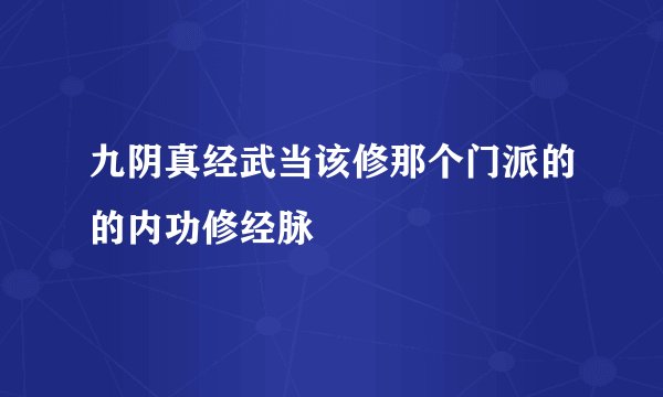 九阴真经武当该修那个门派的的内功修经脉