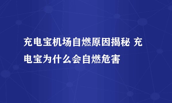 充电宝机场自燃原因揭秘 充电宝为什么会自燃危害
