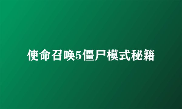 使命召唤5僵尸模式秘籍