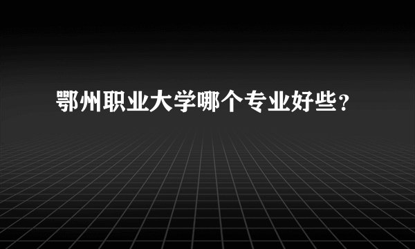 鄂州职业大学哪个专业好些？