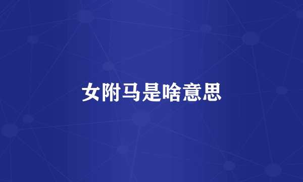 女附马是啥意思