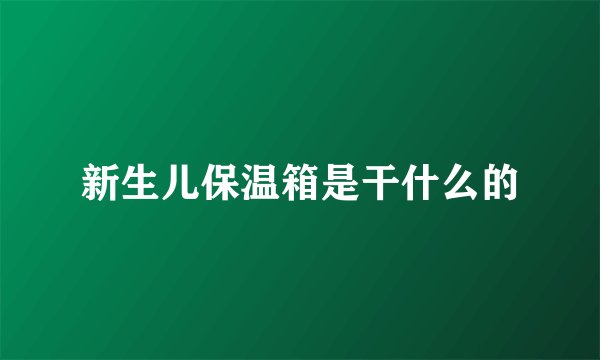 新生儿保温箱是干什么的
