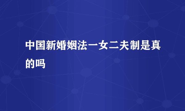 中国新婚姻法一女二夫制是真的吗