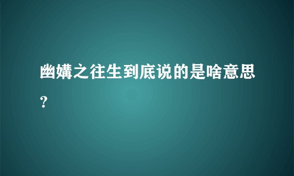 幽媾之往生到底说的是啥意思？