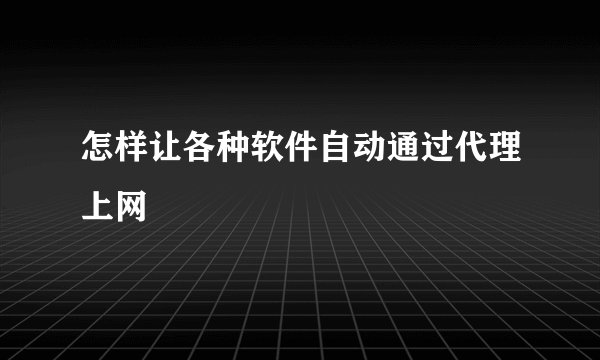 怎样让各种软件自动通过代理上网