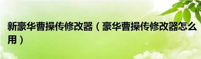 新豪华曹操传修改器（豪华曹操传修改器怎么用）