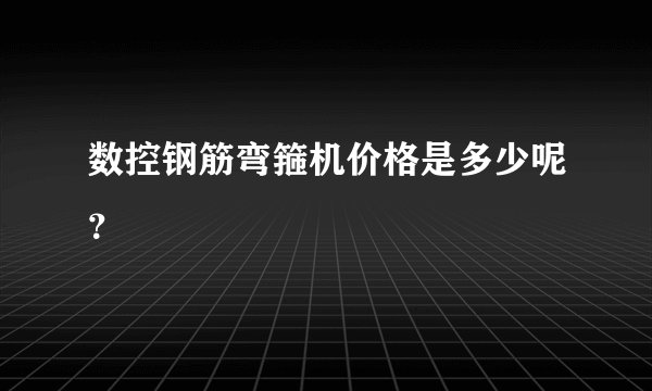 数控钢筋弯箍机价格是多少呢？