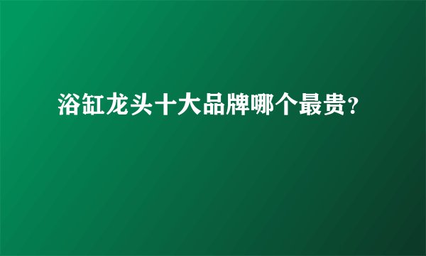浴缸龙头十大品牌哪个最贵？