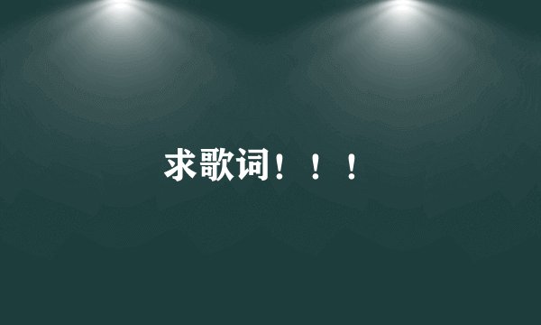 求歌词！！！