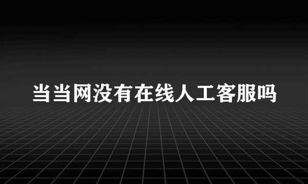 当当网没有在线人工客服吗