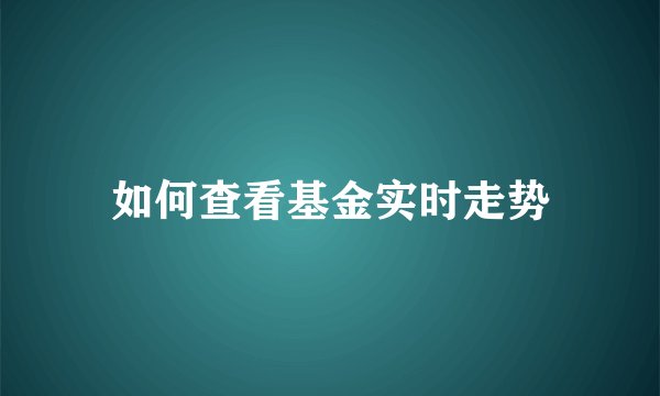 如何查看基金实时走势