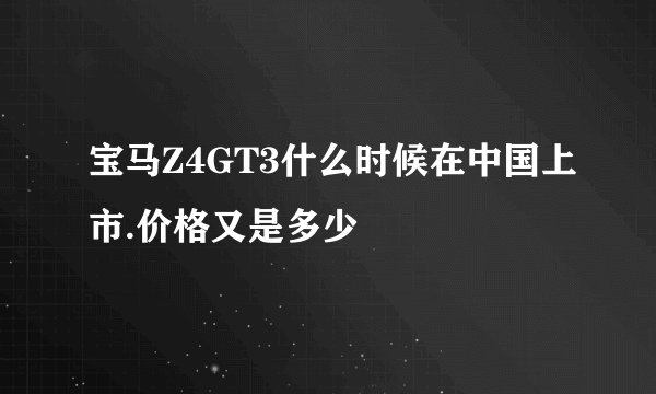 宝马Z4GT3什么时候在中国上市.价格又是多少