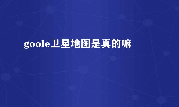 goole卫星地图是真的嘛