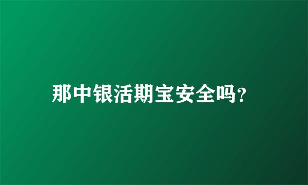 那中银活期宝安全吗？
