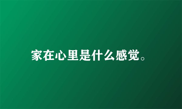 家在心里是什么感觉。