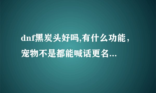 dnf黑炭头好吗,有什么功能，宠物不是都能喊话更名吗，黑炭头能吗