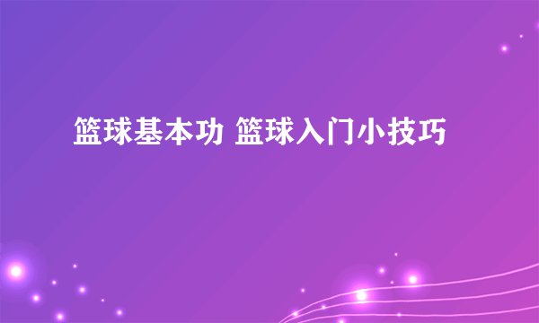 篮球基本功 篮球入门小技巧