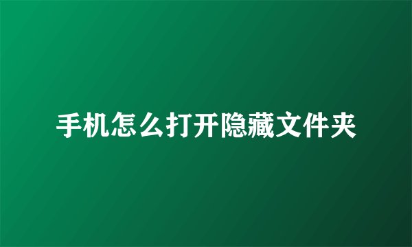 手机怎么打开隐藏文件夹