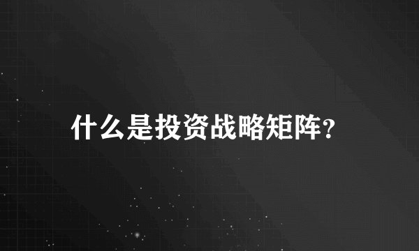 什么是投资战略矩阵？