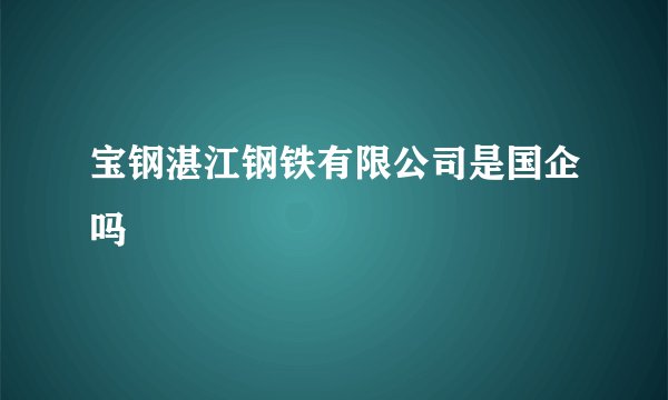 宝钢湛江钢铁有限公司是国企吗