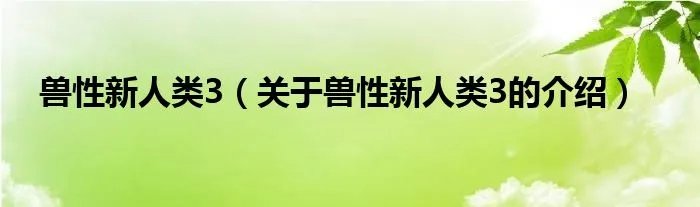 兽性新人类3（关于兽性新人类3的介绍）