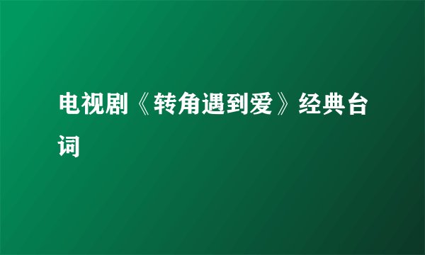 电视剧《转角遇到爱》经典台词
