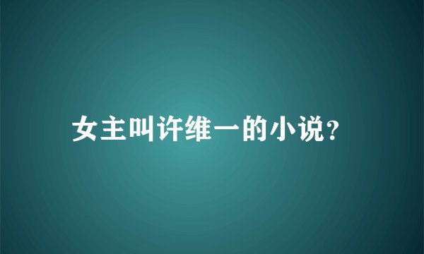 女主叫许维一的小说？