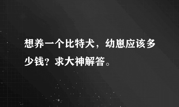 想养一个比特犬，幼崽应该多少钱？求大神解答。