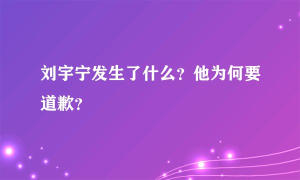 刘宇宁发生了什么？他为何要道歉？