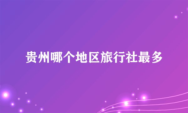 贵州哪个地区旅行社最多
