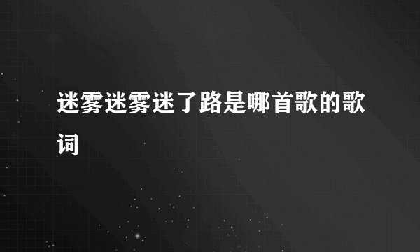 迷雾迷雾迷了路是哪首歌的歌词