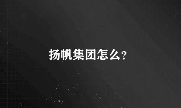 扬帆集团怎么？