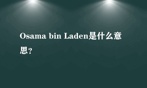 Osama bin Laden是什么意思?