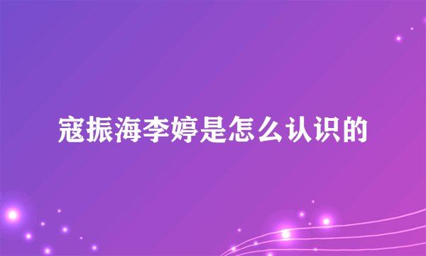寇振海李婷是怎么认识的