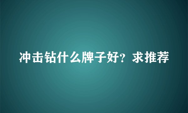 冲击钻什么牌子好？求推荐