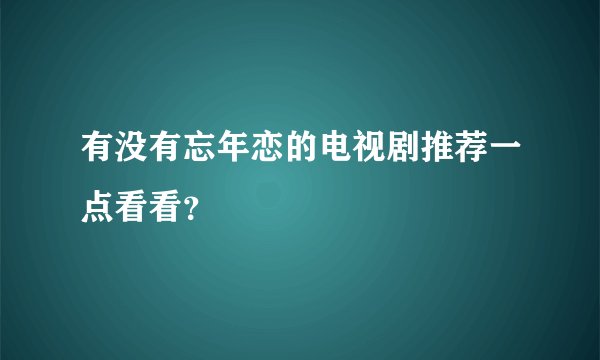 有没有忘年恋的电视剧推荐一点看看？