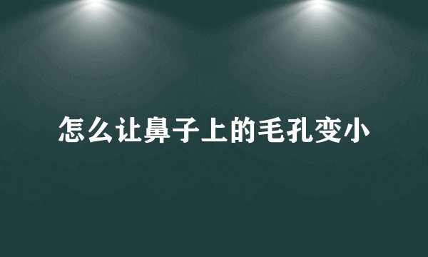怎么让鼻子上的毛孔变小