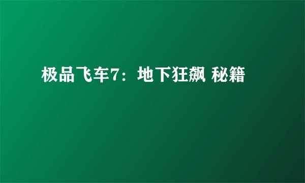 极品飞车7：地下狂飙 秘籍