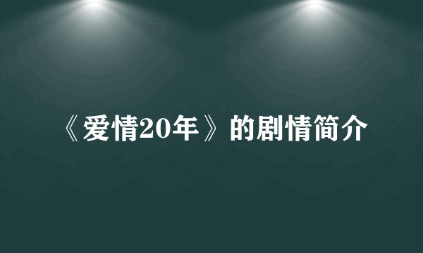 《爱情20年》的剧情简介