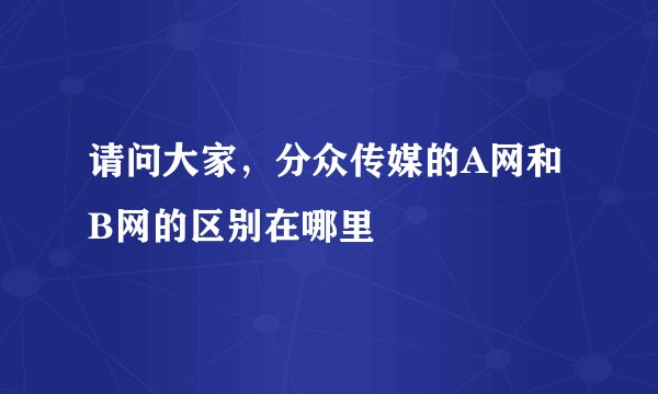 请问大家，分众传媒的A网和B网的区别在哪里