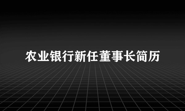 农业银行新任董事长简历