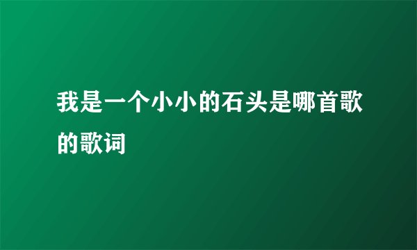 我是一个小小的石头是哪首歌的歌词