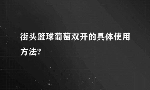 街头篮球葡萄双开的具体使用方法?