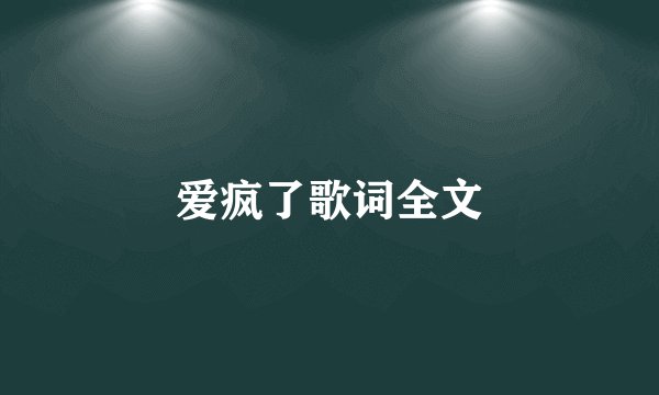 爱疯了歌词全文