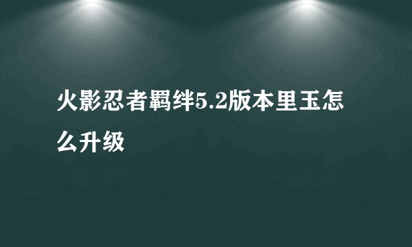 火影忍者羁绊5.2版本里玉怎么升级
