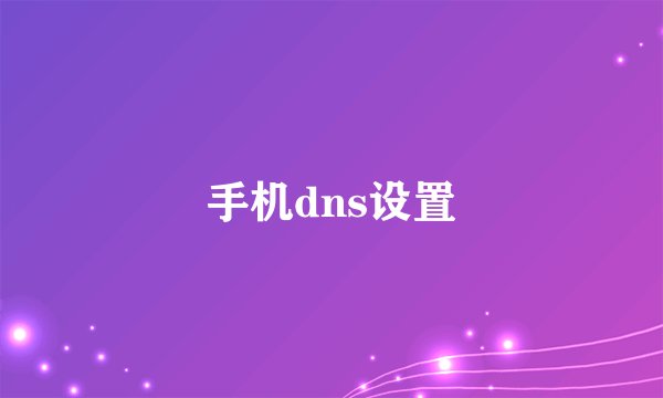 手机dns设置